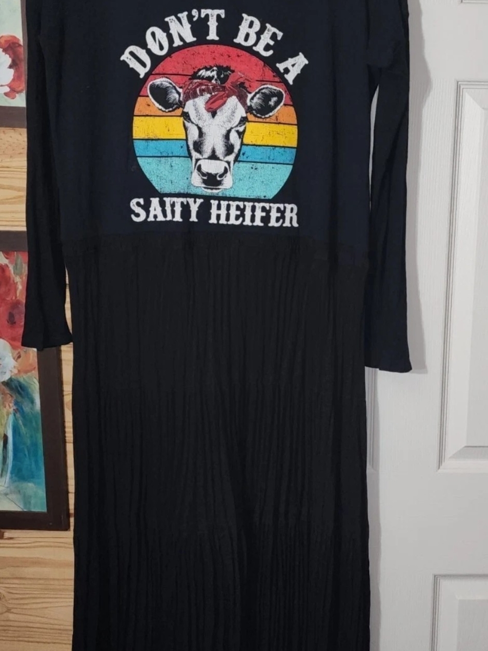 Black 'Don't Be a Salty Heifer' Graphic Maxi Dress